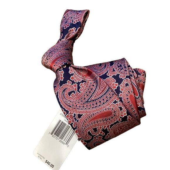 NWT Silk Izod Salmon Paisley Neck Tie - Picture 3 of 9